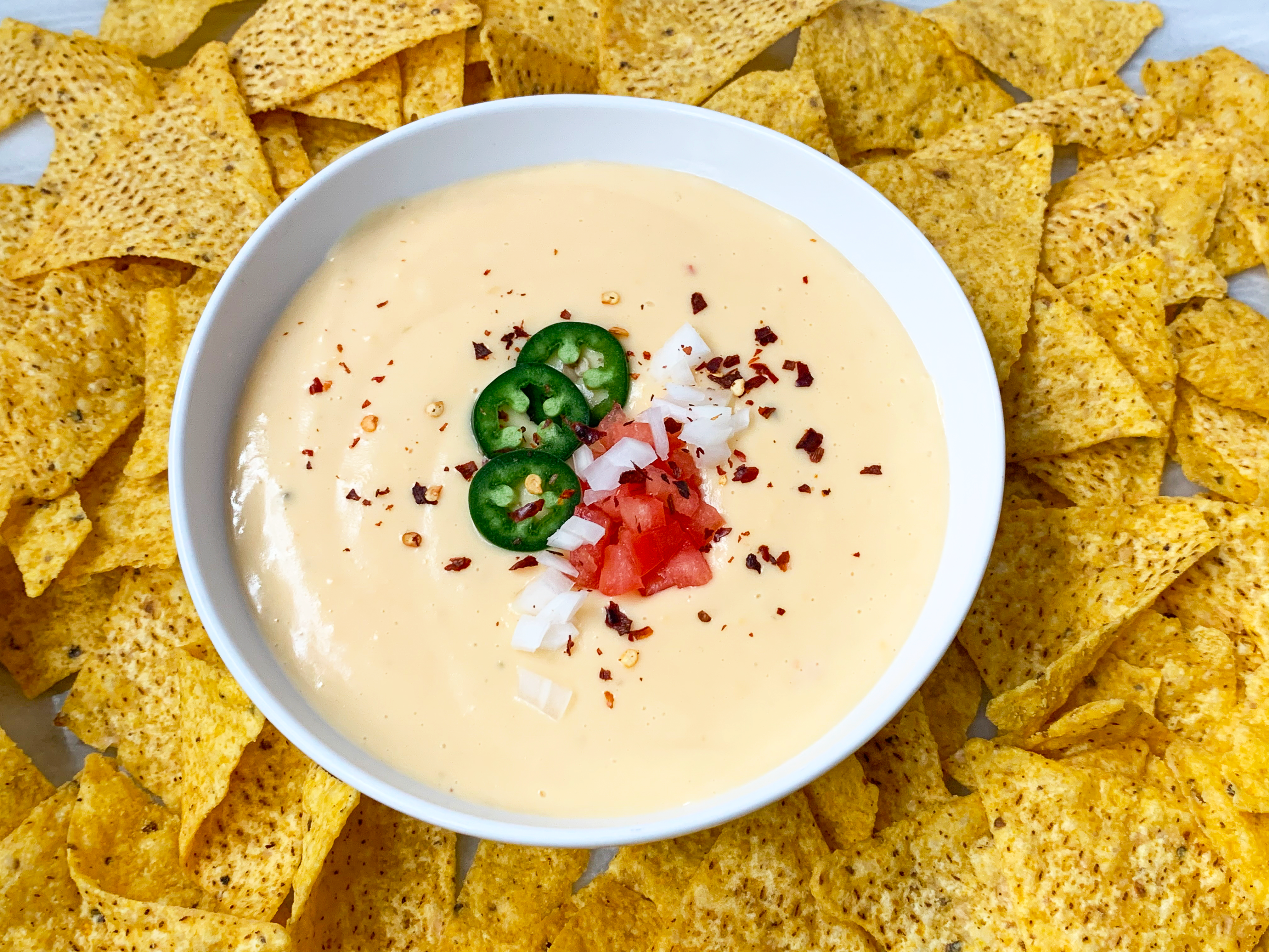 Creamy Queso Dip with Tortilla Chips