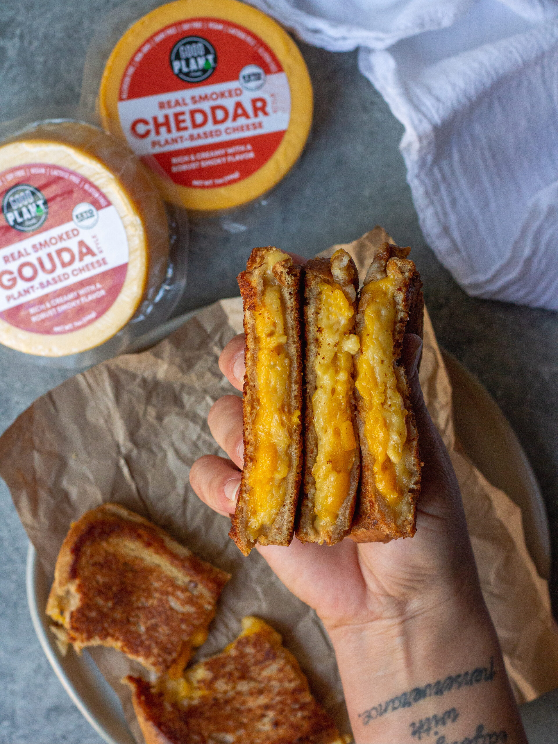 Smoked Gouda and Smoked Cheddar Grilled Cheese Sandwich