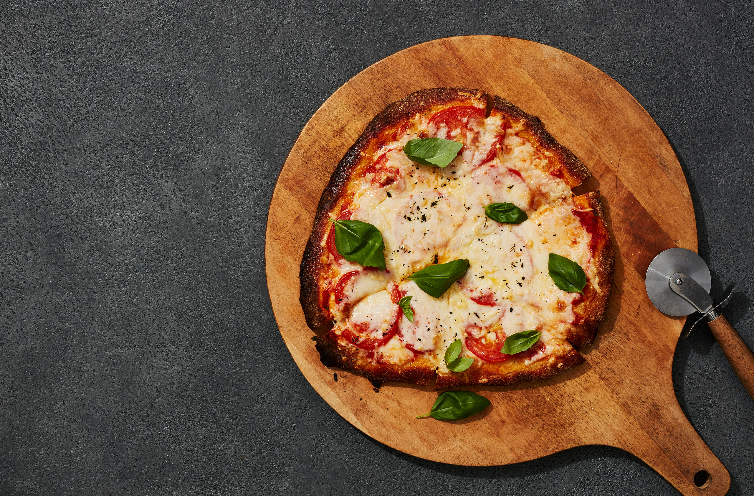 Classic Margherita Pizza with Olive Oil Cheese and Basil